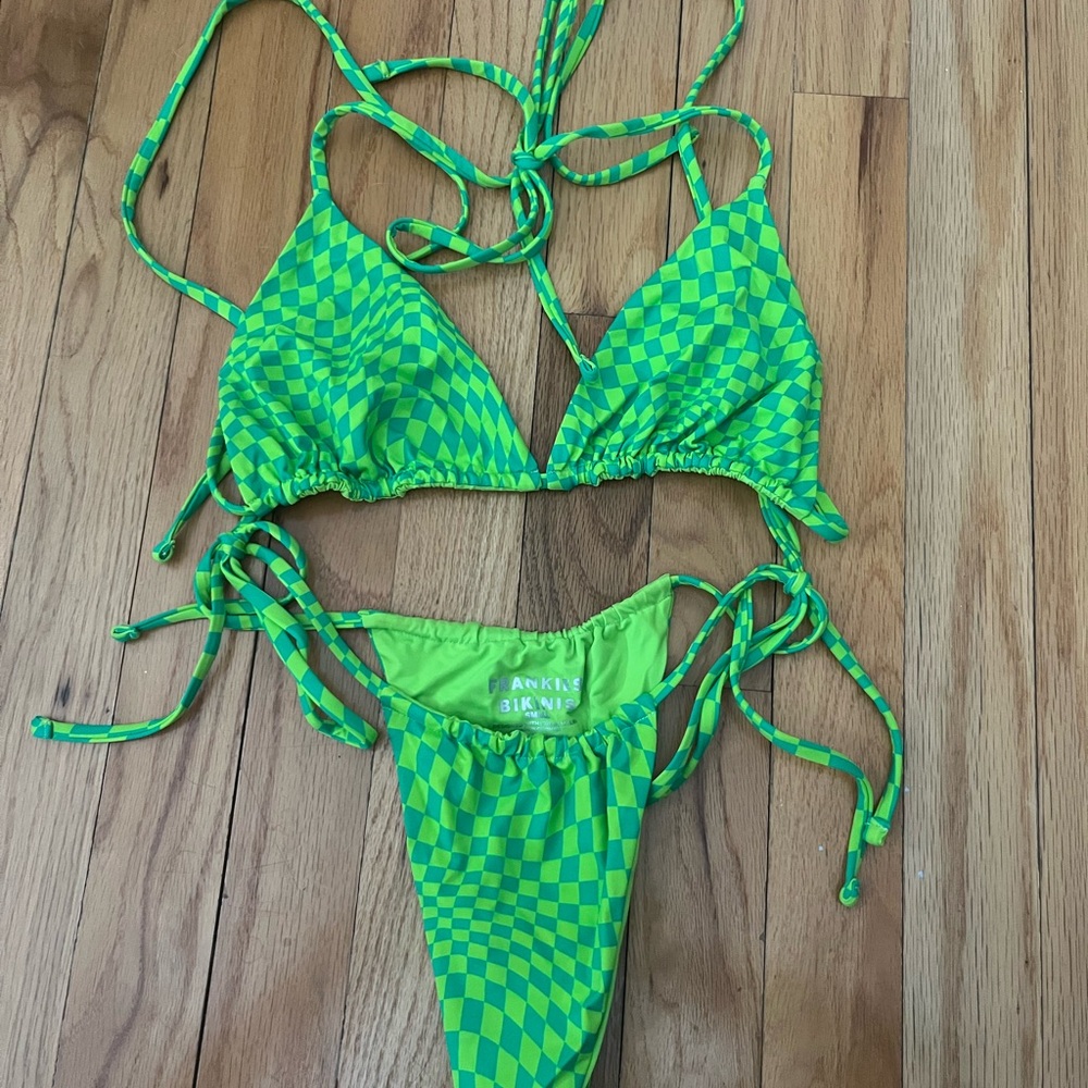Frankie's Bikinis Green Checkered Bikini